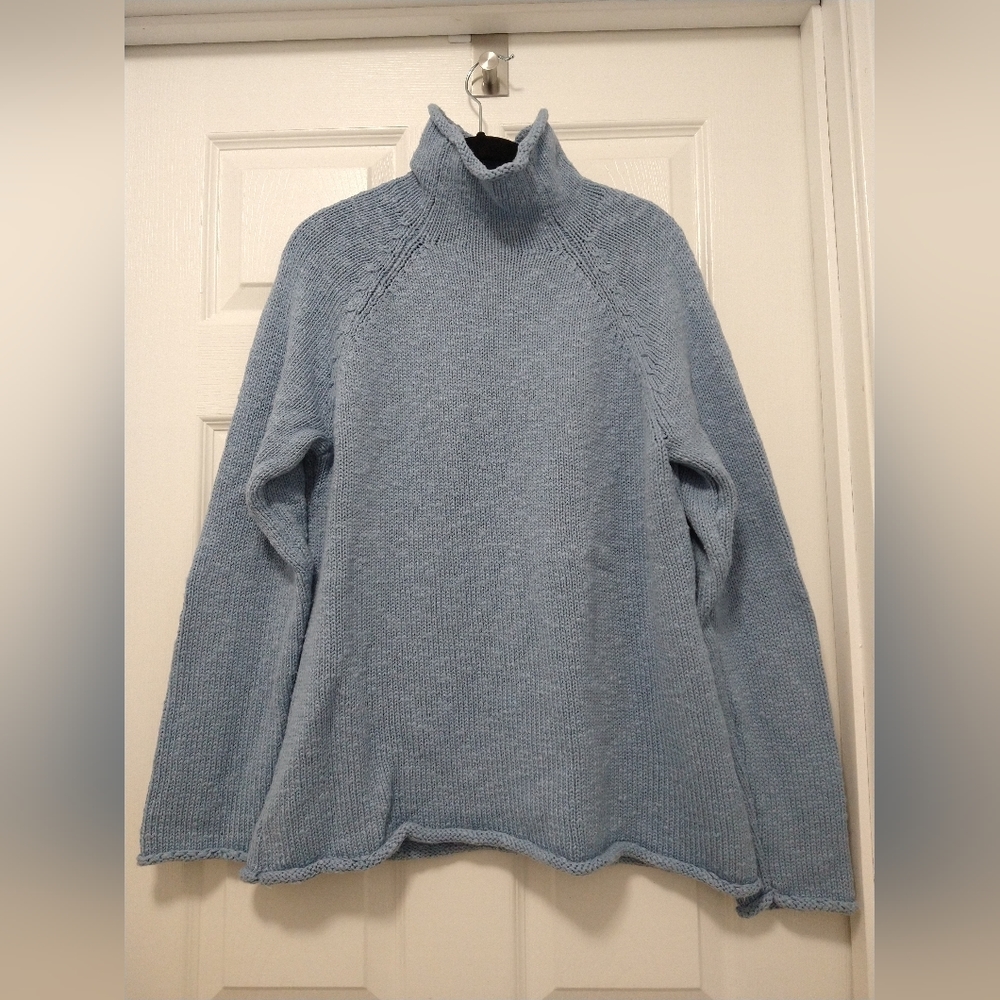 LL Bean Cotton Ragg Pullover Sweater - Blue Women's Large
